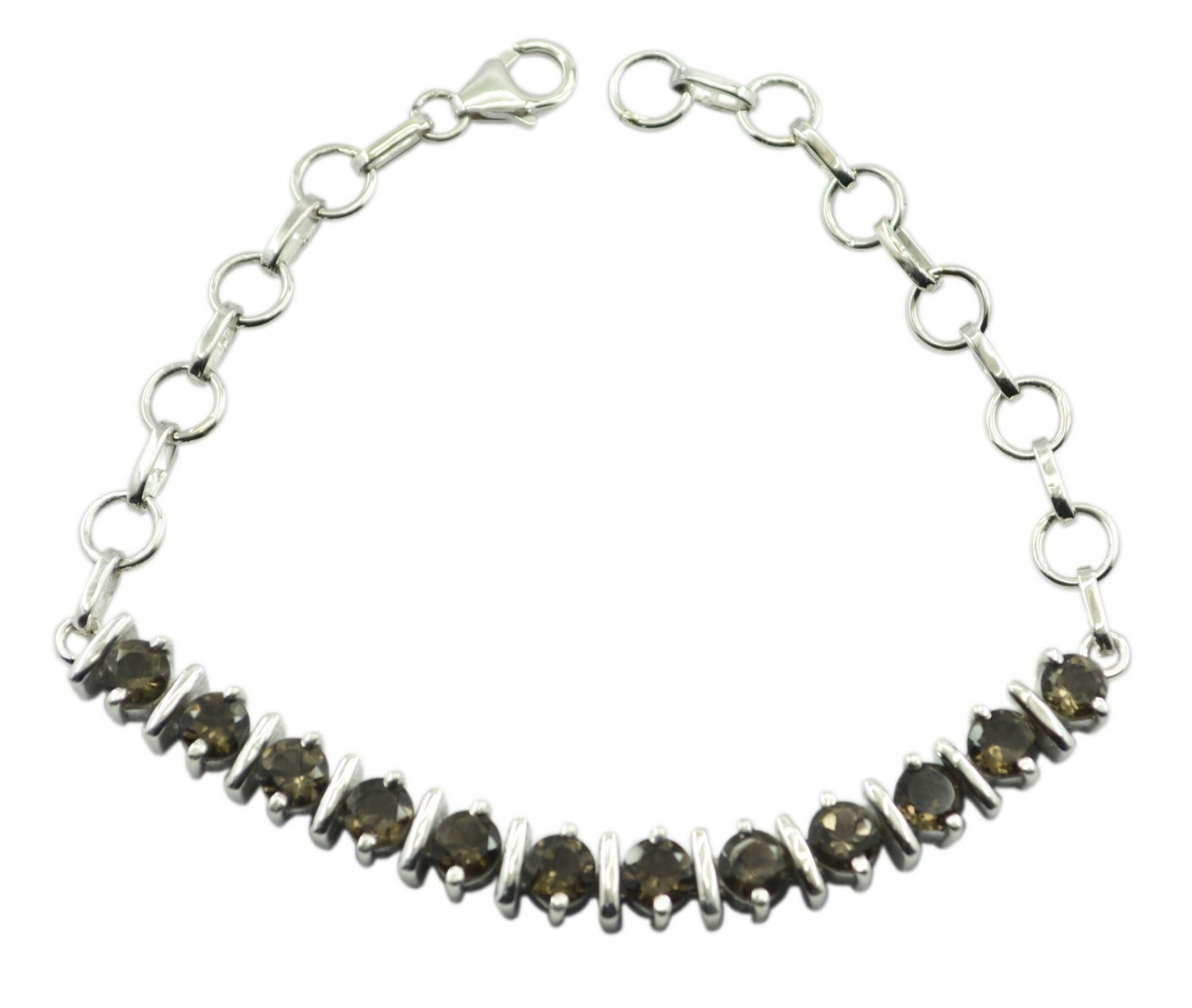 fine Smoky Quartz 925 Sterling Silver Brown Bracelet Natural jewelry US