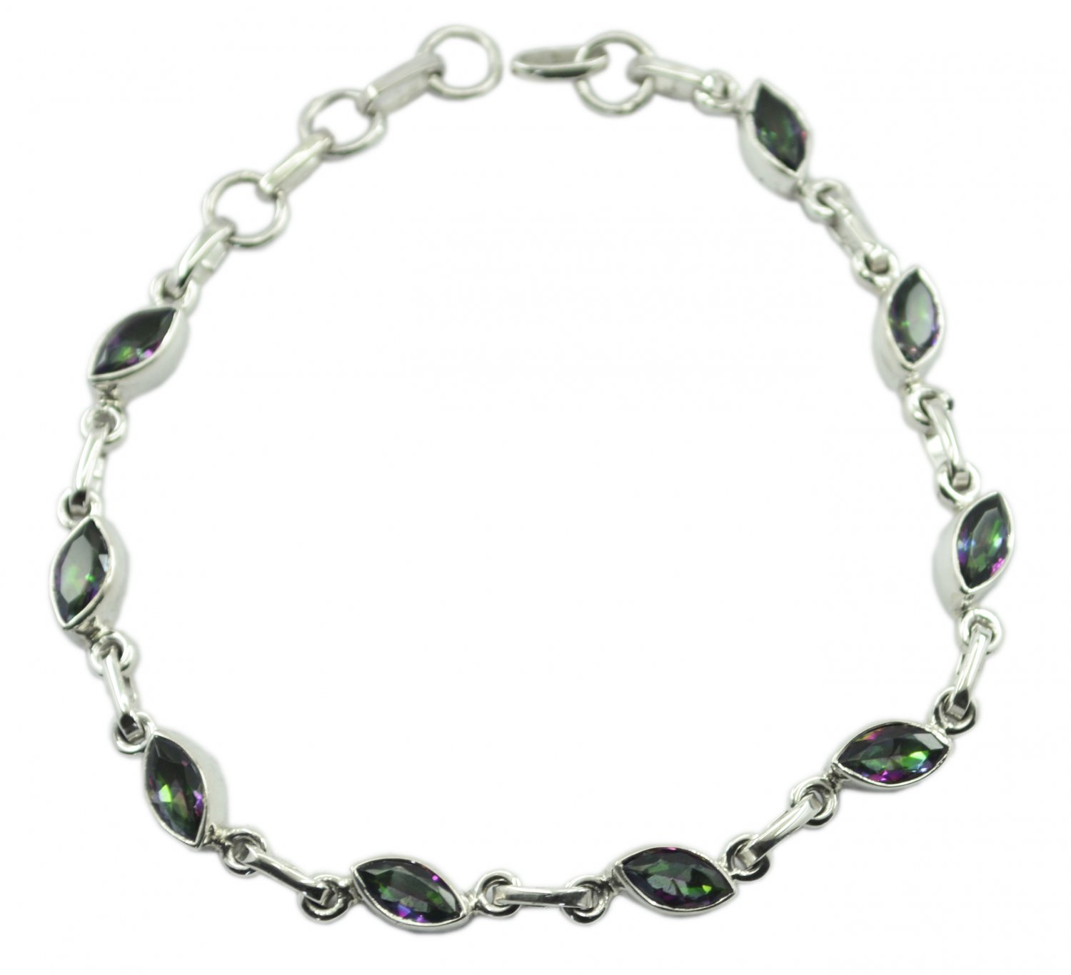 resplendent Mystic Quartz 925 Sterling Silver Multi Bracelet genuine US