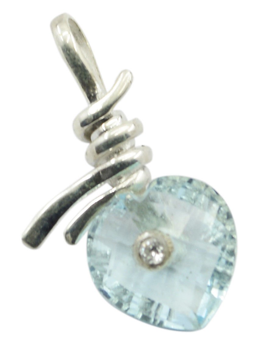 cute Blue Topaz 925 Sterling Silver Blue Pendant Natural regular US