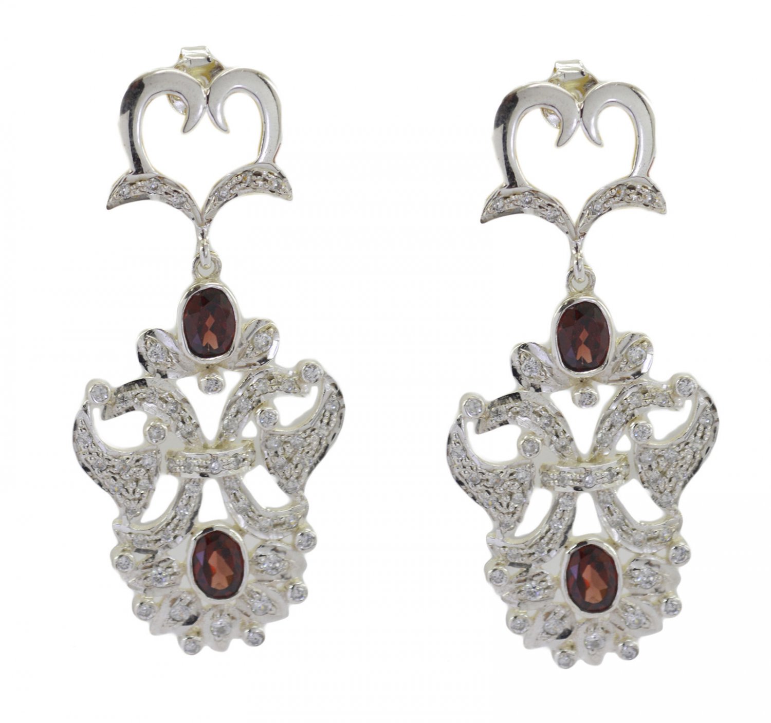 bonnie Garnet 925 Solid Sterling Silver Red Earring genuine usually US