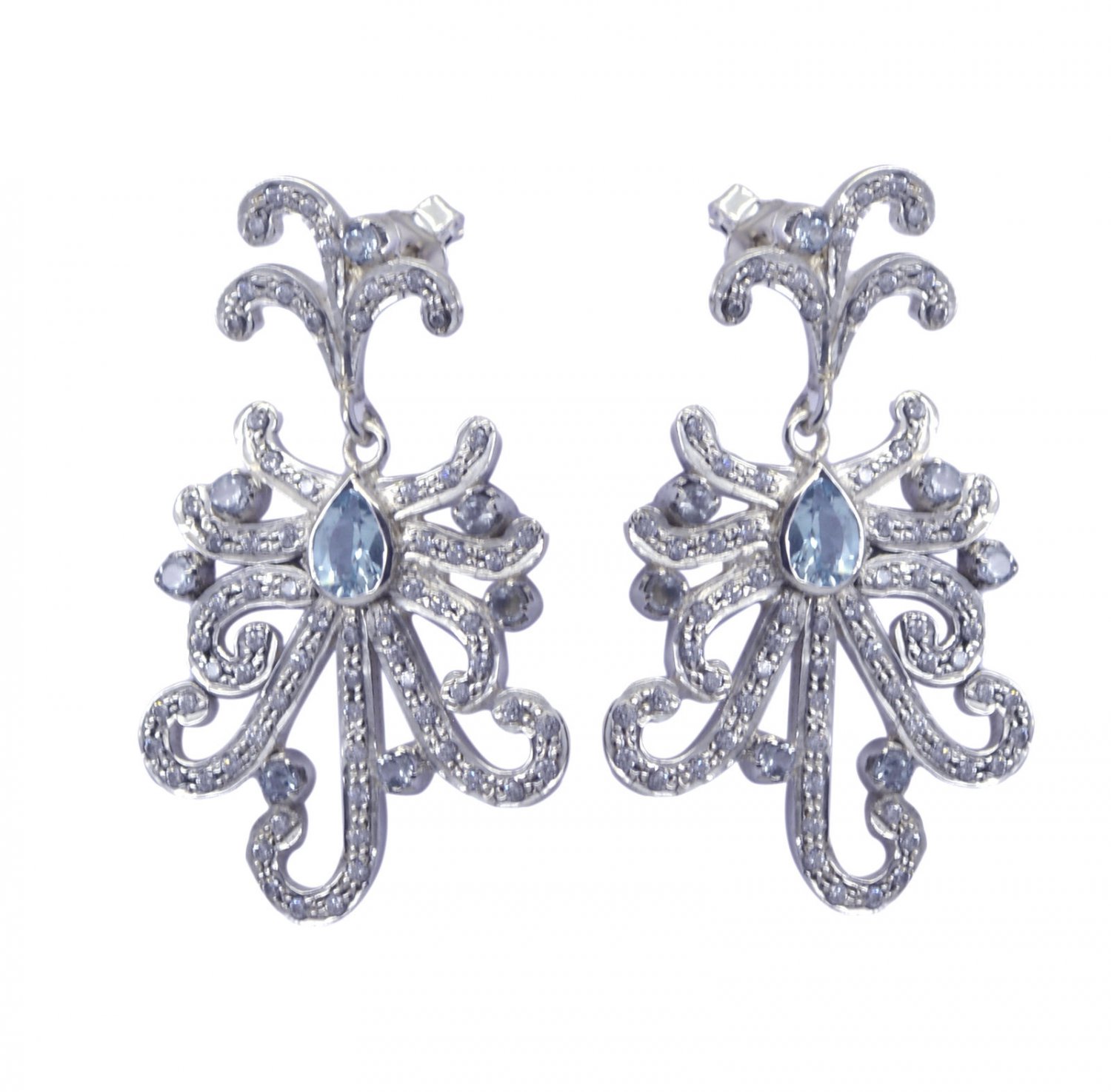 delicate Blue Topaz 925 Sterling Silver Blue Earring genuine generally US