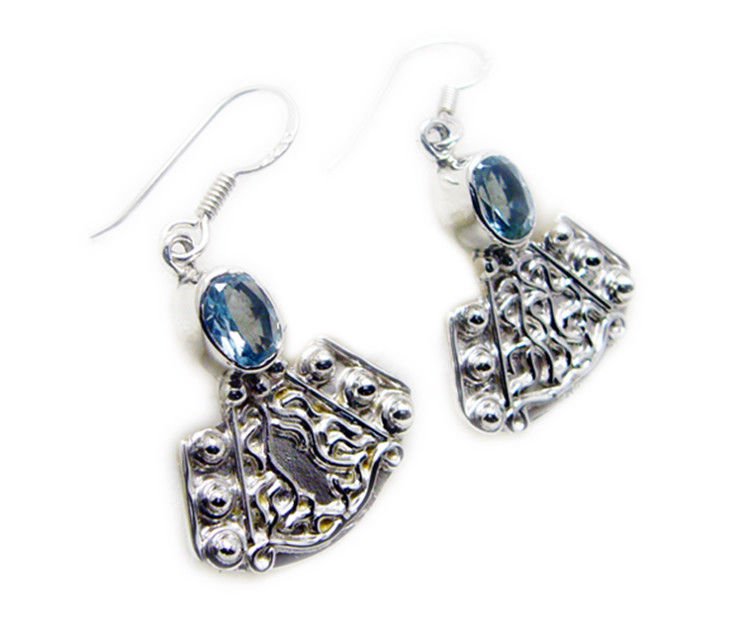pleasing Blue Topaz 925 Sterling Silver Blue Earring genuine gemstone US