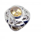 excellent Citrine 925 Sterling Silver Yellow Ring genuine gemstones US