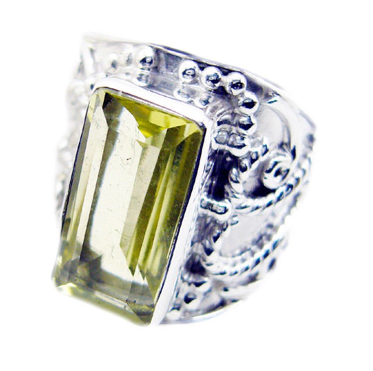 pleasing Lemon Quartz 925 Sterling Silver Yellow Ring genuine gemstone US