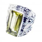 pleasing Lemon Quartz 925 Sterling Silver Yellow Ring genuine gemstone US