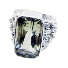 gorgeous Green Amethyst 925 Sterling Silver Green Ring genuine freely US