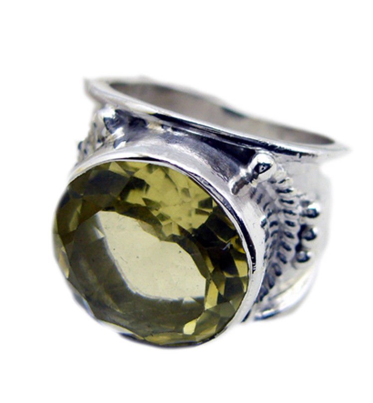 attractive Lemon Quartz 925 Sterling Silver Yellow Ring genuine jewellery US