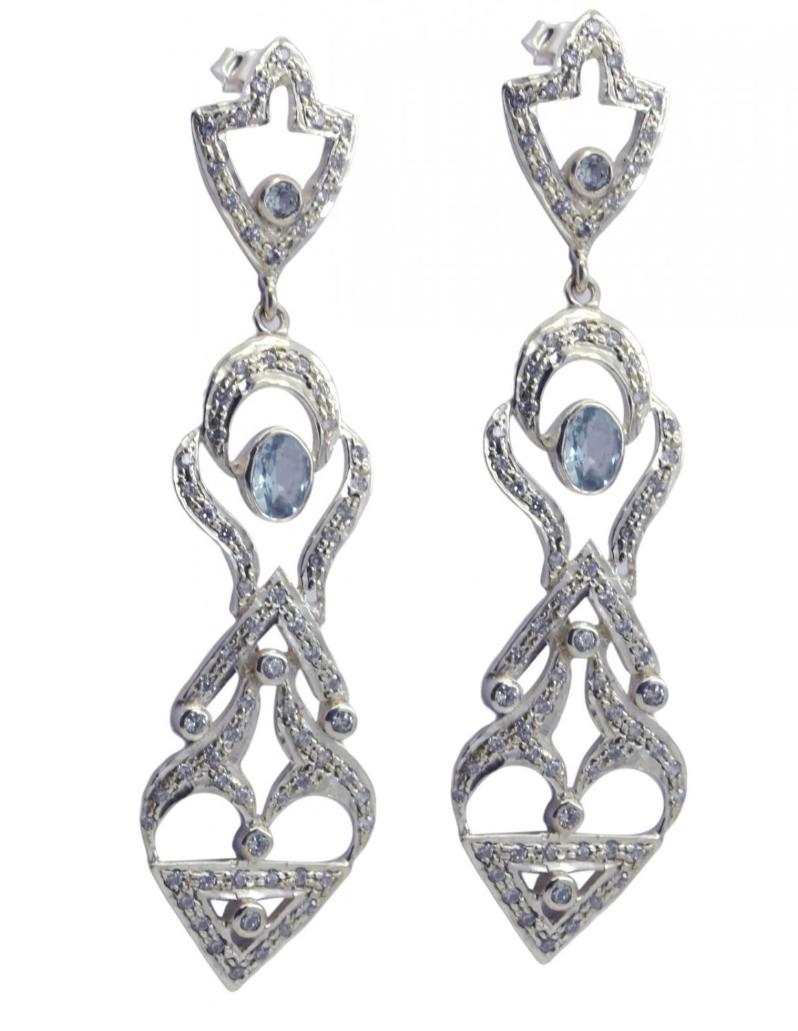 cute Blue Topaz 925 Sterling Silver Blue Earring Natural regular US