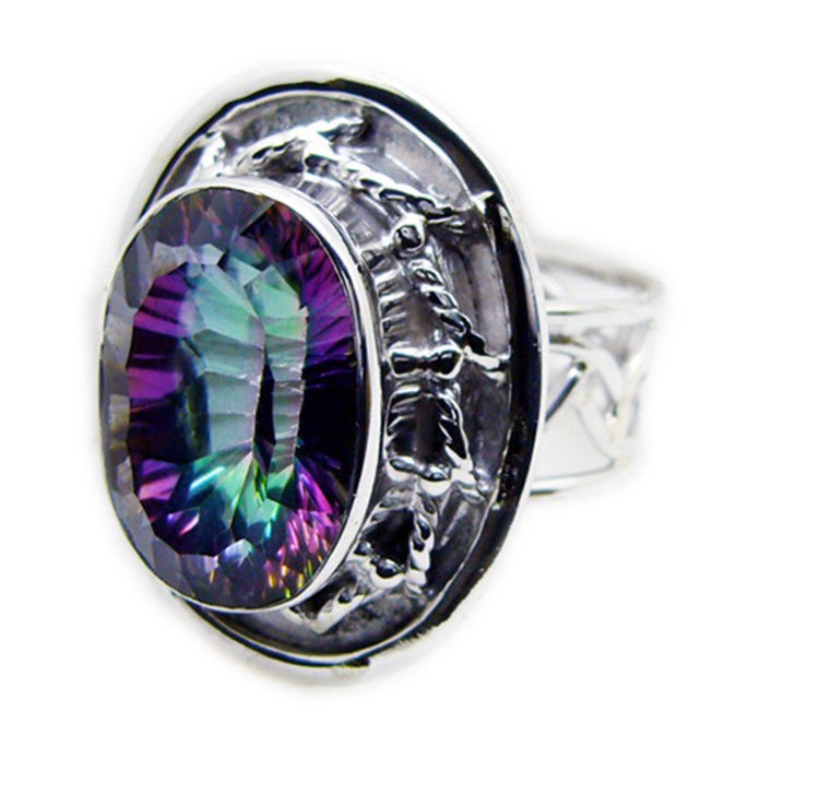 handsome Mystic Quartz 925 Sterling Silver Multi Ring Natural wholesales US
