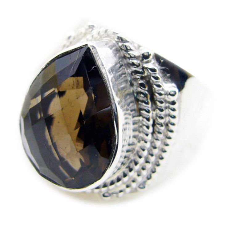 inviting Smoky Quartz 925 Sterling Silver Brown Ring Natural gemstones US
