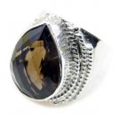 inviting Smoky Quartz 925 Sterling Silver Brown Ring Natural gemstones US