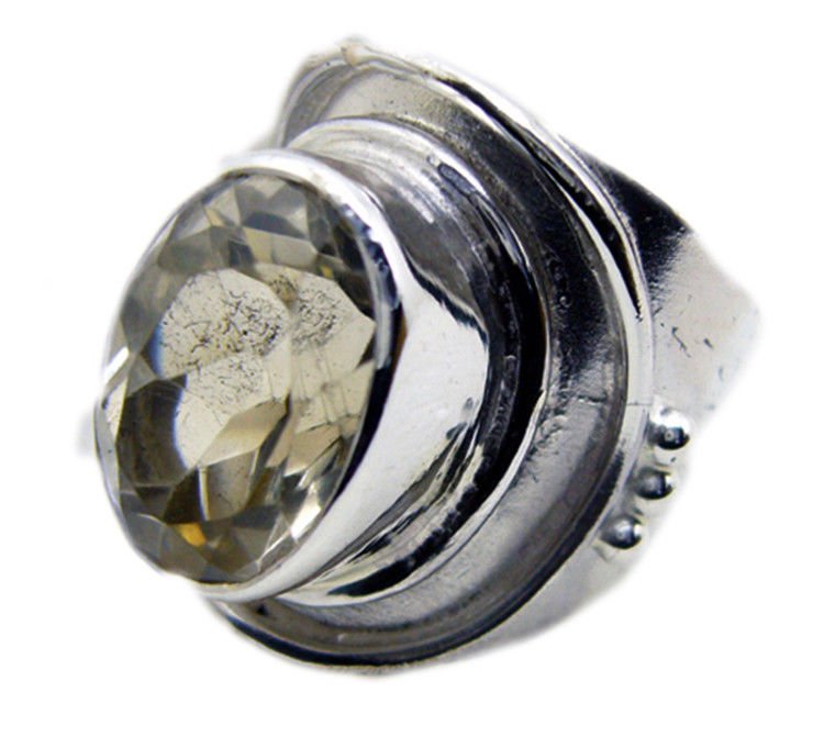 handsome Lemon Quartz 925 Sterling Silver Yellow Ring genuine regular US