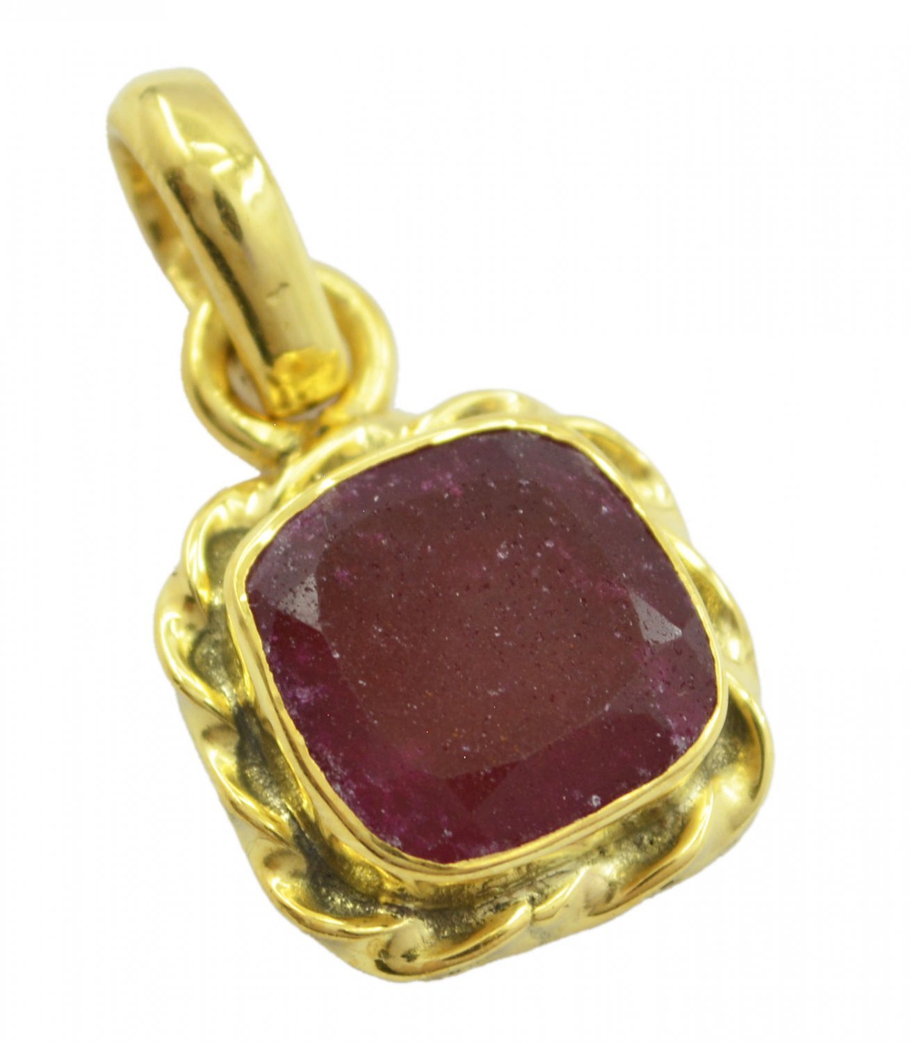 splendid Indian Ruby Gold Plated Red Pendant Glass gemstones US