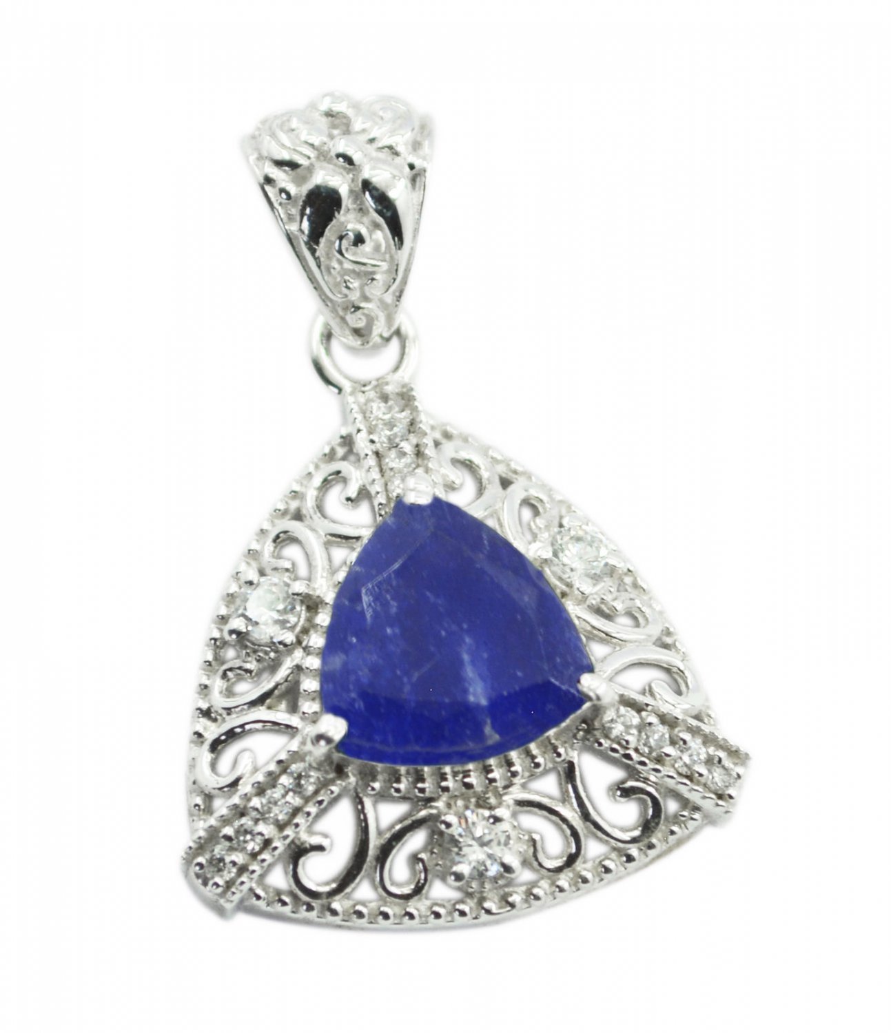 pleasing Blue Shappire CZ 925 Sterling Silver Blue Pendant genuine suppiler US