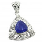 pleasing Blue Shappire CZ 925 Sterling Silver Blue Pendant genuine suppiler US