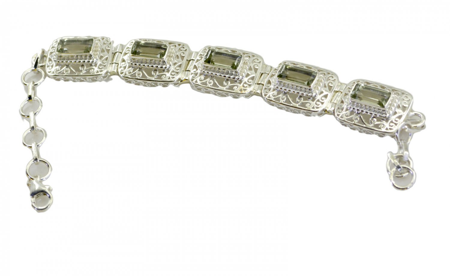 delicate Green Amethyst 925 Sterling Silver Green Bracelet Natural normaly US
