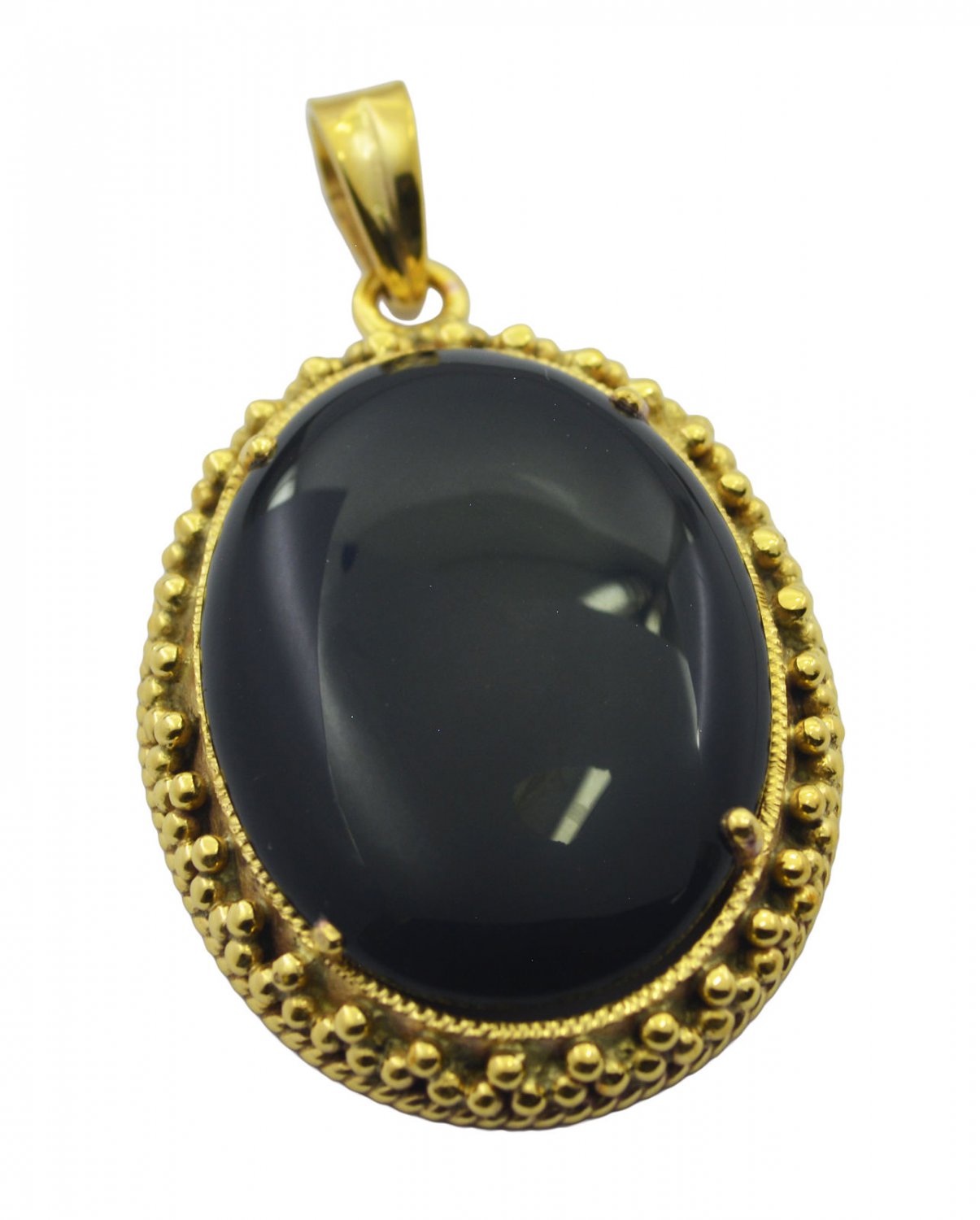 fine Black Onyx Gold Plated Black Pendant Glass india US