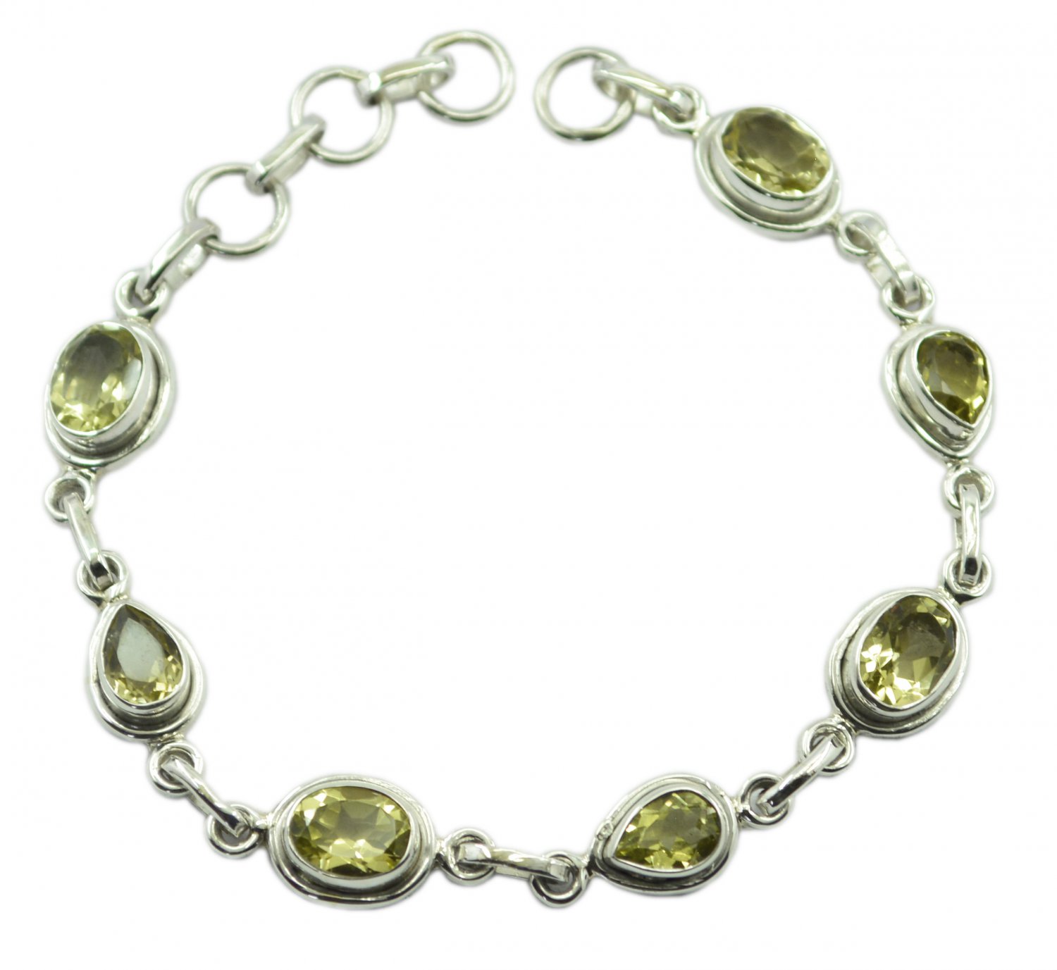 fair Lemon Quartz 925 Sterling Silver Yellow Bracelet genuine jewelry US
