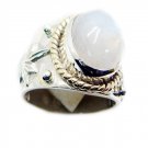 fine-looking Rainbow Moonstone 925 Sterling Silver White Ring Natural simply US