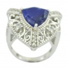 captivating Blue Shappire CZ 925 Sterling Silver Blue Ring genuine wholesale US