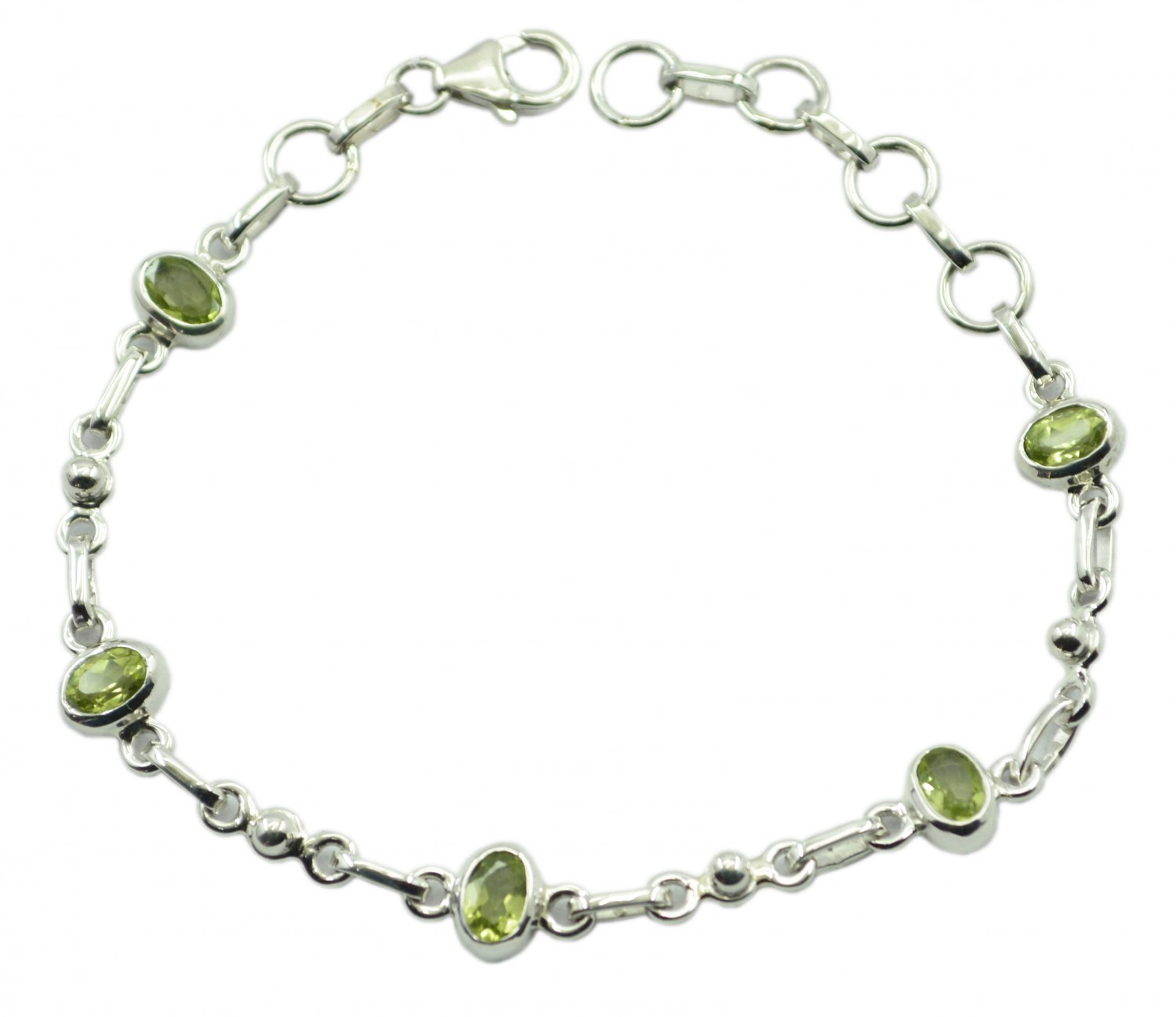 cute Peridot 925 Sterling Silver Green Bracelet Natural supply US