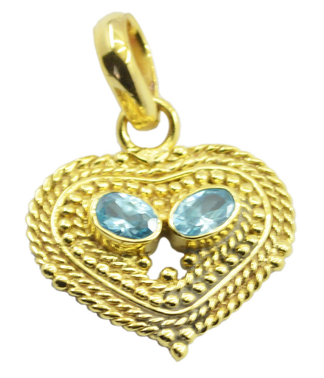 elegant Blue Topaz CZ Gold Plated Blue Pendant Glass jewelry US