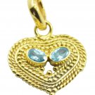 elegant Blue Topaz CZ Gold Plated Blue Pendant Glass jewelry US