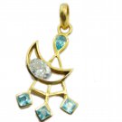 splendid blue topaz cz Gold Plated Blue Pendent Glass gemstones US