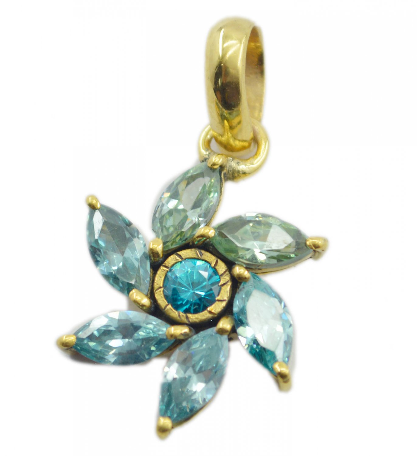 fair blue topaz cz Gold Plated Blue Pendent Glass wholesale US