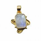 comely Rainbow Moonstone Gold Plated White Pendant Glass jaipur US