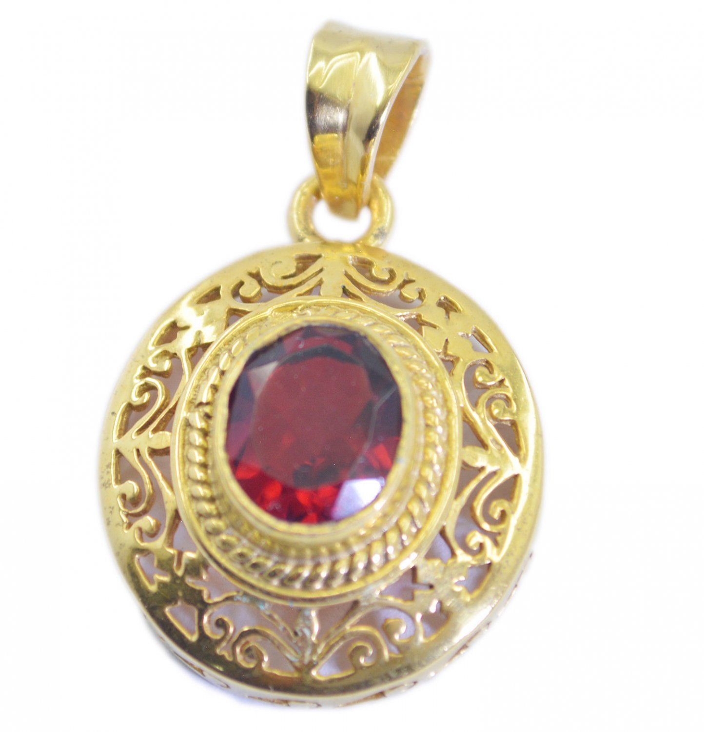 ideal Ruby CZ Gold Plated Red Pendent Fashion supply US
