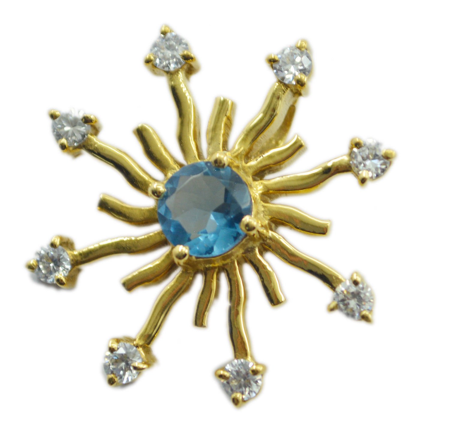 comely blue topaz cz Gold Plated Blue Pendent Fashion jewellery US