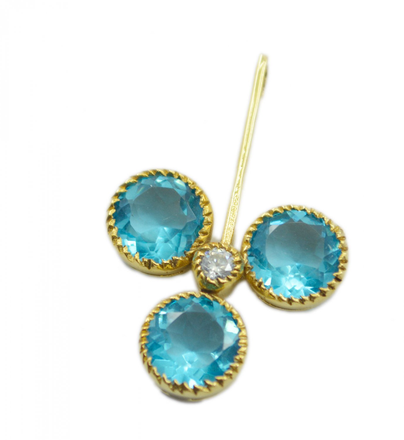 handsome blue topaz cz Gold Plated Blue Pendent Fashion gemstone US