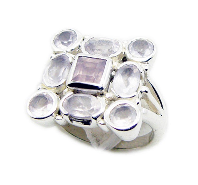 splendid Rose Quartz 925 Sterling Silver pink Ring Natural usually US