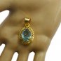 bonnie blue topaz cz Gold Plated Blue Pendent Glass handmade US