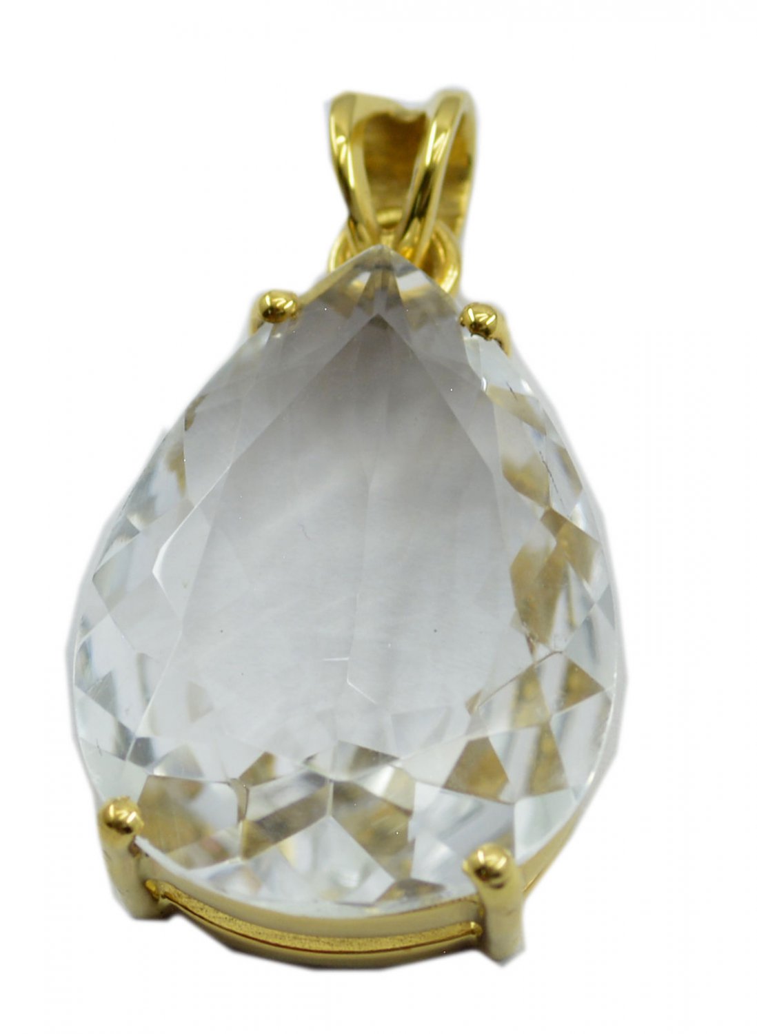 grand Crystal Quartz Gold Plated White Pendant Fashion india US