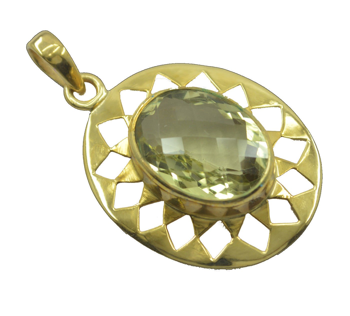 handsome Lemon Quartz Gold Plated Yellow Pendant Glass india US