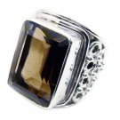 fair Smoky Quartz 925 Sterling Silver Brown Ring genuine Designer US