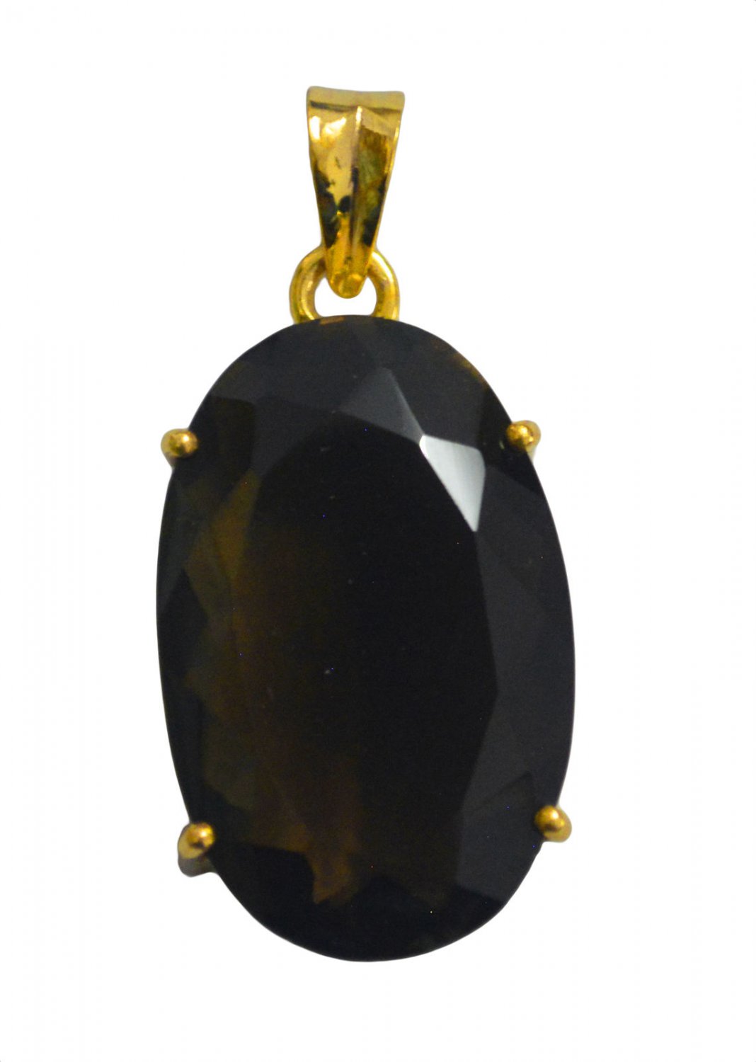 classy Smoky Quartz Gold Plated Brown Pendant Fashion simply US