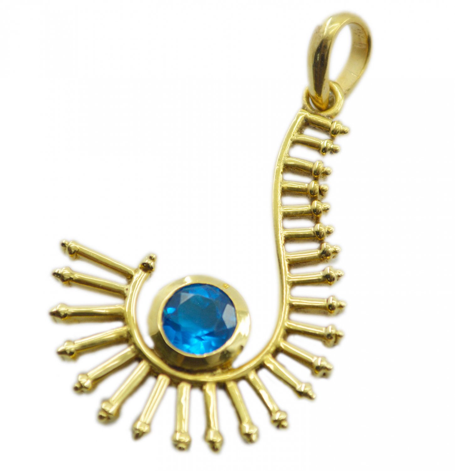 gorgeous blue topaz cz Gold Plated Blue Pendent Glass jaipur US