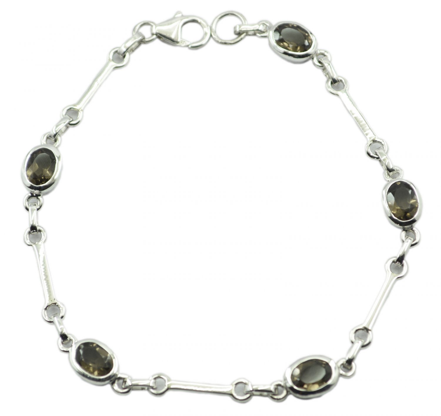 grand Smoky Quartz 925 Sterling Silver Brown Bracelet genuine gemstone US