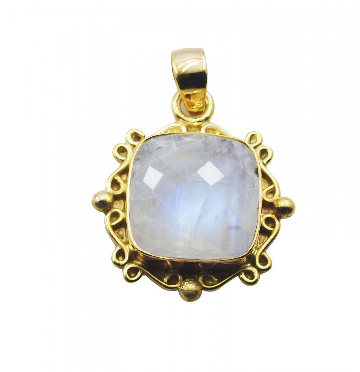 gorgeous Rainbow Moonstone Gold Plated White Pendant Fashion wholesales US