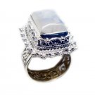 comely Rainbow Moonstone 925 Sterling Silver White Ring genuine generally US