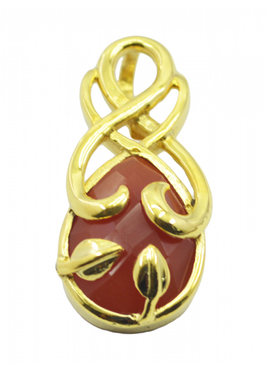 adorable Red Onyx Gold Plated Red Pendant Glass gemstones US