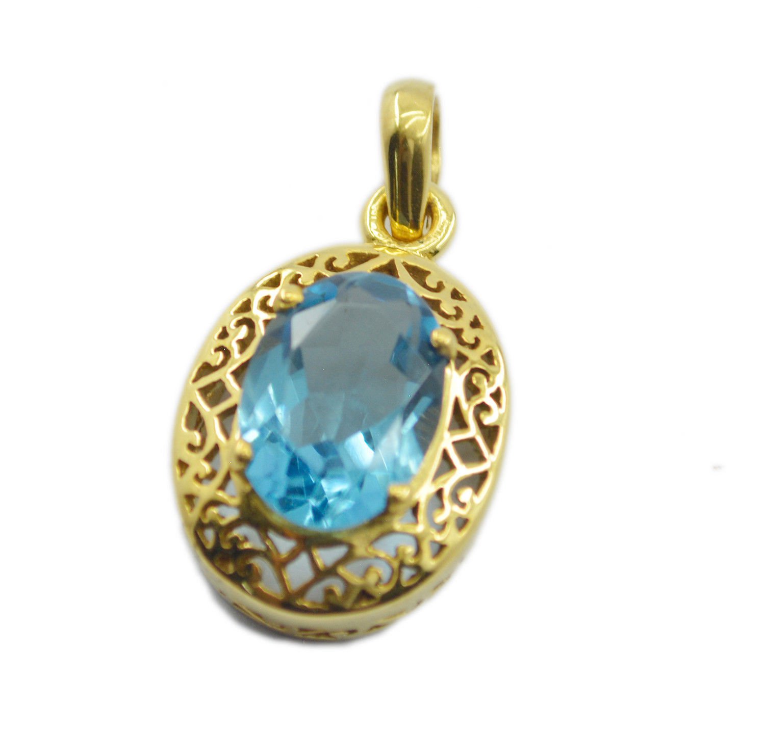 attractive blue topaz cz Gold Plated Blue Pendent Fashion handcrafted US