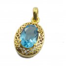 attractive blue topaz cz Gold Plated Blue Pendent Fashion handcrafted US