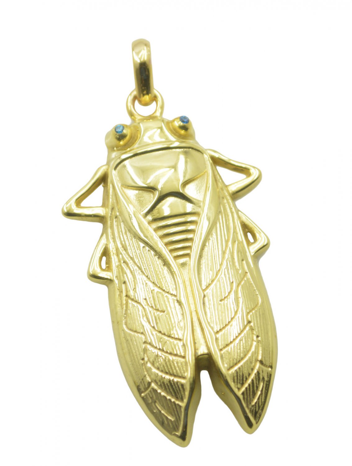 fair Blue Topaz CZ Gold Plated Blue Pendant Glass gemstone US