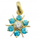 resplendent blue topaz cz Gold Plated Blue Pendent Glass indian US