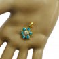 resplendent blue topaz cz Gold Plated Blue Pendent Glass indian US