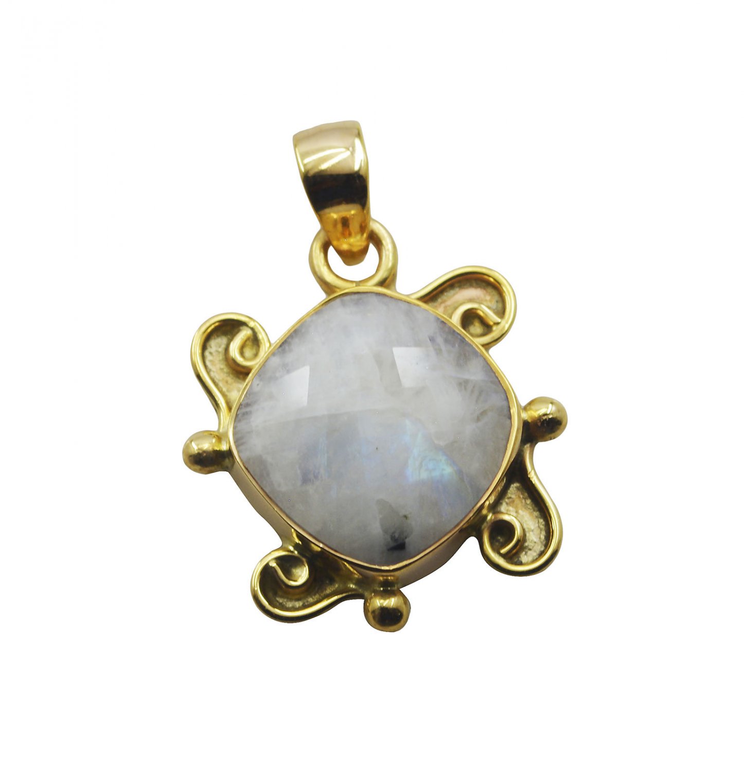 splendid Rainbow Moonstone Gold Plated White Pendant Fashion jewellery US